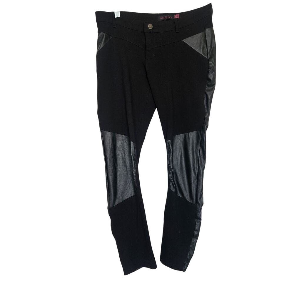 Krazy Love Medium Women Legging Side & Front Panel Faux Leather Edgy Moto Punk